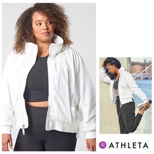 ATLETA Sleek White Bomber Jacket XL *Adjustable* Hoodie~Retails $158